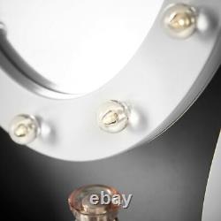 Table D'habillage Miroir Tabouret Joaillerie Cabinet De Rangement Blanc Led Lumière Vanity Set