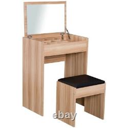 Table D'habillage Moderne Bureau D'écriture En Bois Vanity Mirror Set Storage Tabouret Chaise