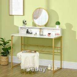 Table D'habillage Vanity Makeup Desk Avec Faux Marble Et Acier Frame Blanc