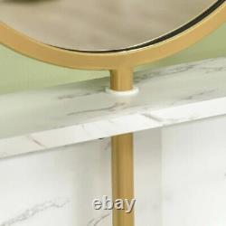 Table D'habillage Vanity Makeup Desk Avec Faux Marble Et Acier Frame Blanc