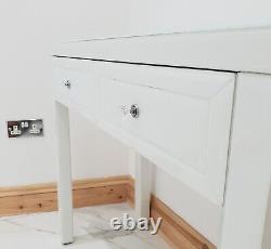 Table D'habillage White Glass Vanity Console Hall D'entrée Vente D'exploitation Miroir