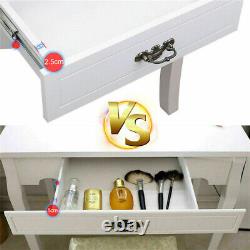 Table De Dressing Blanc Maquillage Miroir Coin Vanity Desk Avec Led Lights Drawers Set