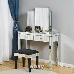 Table De Meubles De Chambre À Coucher Miroir En Verre, Tabouret, Miroirs Et Table De Chevet
