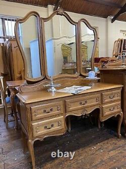 Table Dressing Française Louis XV Cabinet En Chêne / Bureau D'écriture Avec Miroir