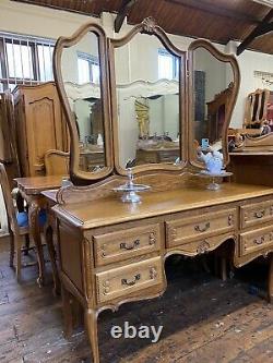 Table Dressing Française Louis XV Cabinet En Chêne / Bureau D'écriture Avec Miroir