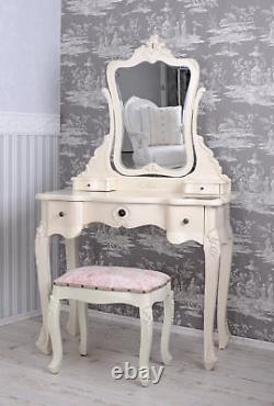 Table Dressing Miroir De Table De Maquillage Blanc Avec Tabouret Style Antique Shabby