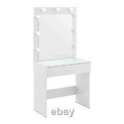 Table Dressing Miroir Éclairage 80 X 40 X 161 CM Blanc