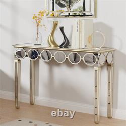 Table console miroir en argent pour hall d'entrée, accent d'affichage, coiffeuse et bureau