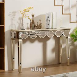 Table console miroir en argent pour hall d'entrée, accent d'affichage, coiffeuse et bureau