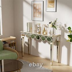 Table console miroir en argent pour hall d'entrée, accent d'affichage, coiffeuse et bureau