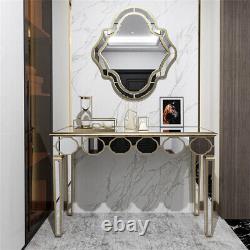 Table console miroir en argent pour hall d'entrée, accent d'affichage, coiffeuse et bureau