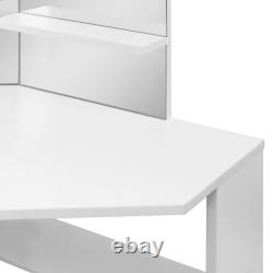 Table de maquillage d'angle avec miroir blanc pour chambre à coucher vidaXL