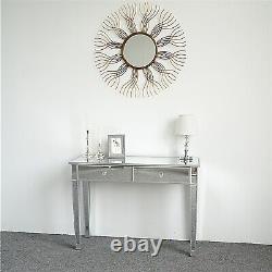 Table de maquillage en verre à deux tiroirs pour chambre à coucher avec miroir et console de coiffeuse