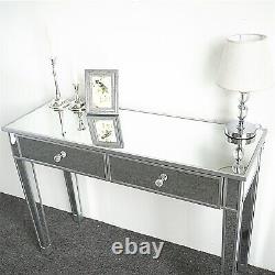 Table de maquillage en verre à deux tiroirs pour chambre à coucher avec miroir et console de coiffeuse