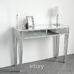 Table de maquillage en verre à deux tiroirs pour chambre à coucher avec miroir et console de coiffeuse