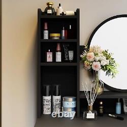 Table de maquillage et tabouret avec miroir coiffeuse avec 5 tiroirs