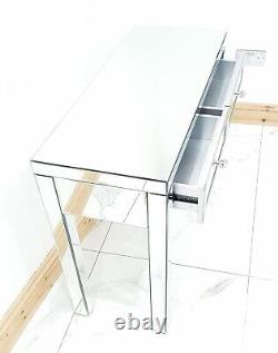 Table de toilette Coiffeuse Table de maquillage en verre miroir Bureau console Station de toilette Pro UK