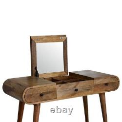 Table de toilette en bois massif avec miroir pliable