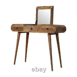 Table de toilette en bois massif avec miroir pliable, chambre à coucher, mobilier, décoration intérieure.