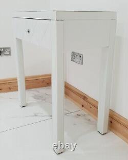 Table de toilette en verre BLANC Entrée Miroir Coiffeuse Gain de place BLANC