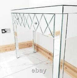 Table de toilette en verre avec miroir, table de maquillage, table d'entrée en solde au Royaume-Uni.