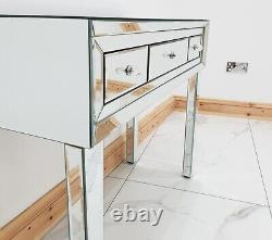 Table de toilette en verre avec miroir, table de vanité, table d'entrée, bureau - vente en solde.