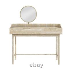 Table de toilette moderne du milieu du siècle en bois clair avec miroir et tiroirs SSK004