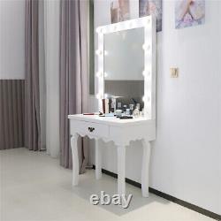 Table de toilette moderne laquée blanc brillant avec éclairage LED de 170 cm de hauteur pour salon de coiffure.