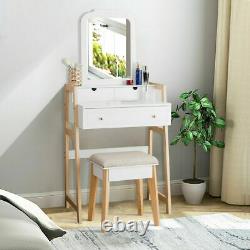 Tabouret De Table De Maquillage Amovible En Bois Vanity Avec Miroir