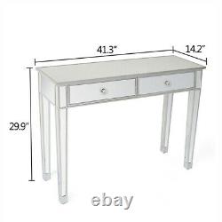 Tiroirs Glass Dressing Table Mirrored Bedroom Make-up Console Vanity Table Uk
