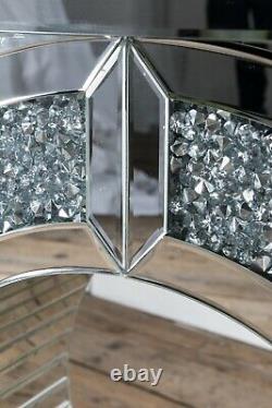 Vénitien Cristal Broyé Diamond Console Miroir Table D'habillage Latérale