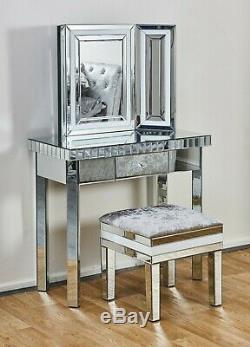 Vénitien En Verre Mirrored Table Moderne Mobilier Salle Console Béquille Dressing