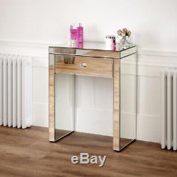 Vénitien Mirrored Compact 1 Console Tiroir Table Glass Hall Dressing Ven16