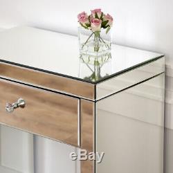 Vénitien Mirrored Compact 1 Console Tiroir Table Glass Hall Dressing Ven16