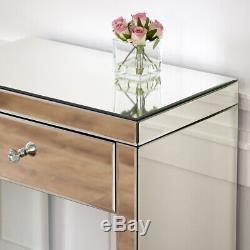 Vénitien Mirrored Table Compact Dressing Avec Blanc Tabouret Chambre Ven16-ven05w