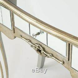 Verre Antique Champagne Or Pâle Mirrored Salle Side Console Coiffeuse