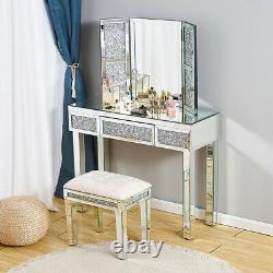 Verre Miroir Withdiamond Meubles De Chambre À Coucher-dressing Table De Maquillage, Tabouret, Miroir
