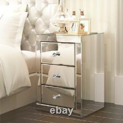 Verre Mirrored Chambre Gamme Chevet Coiffeuse Commodes Uk Disponibilité