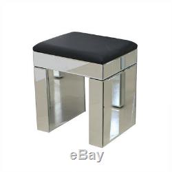 Verre Mirrored Furniture Coiffeuse 2 Tiroirs / Console Chambre Tabouret