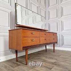 Vintage 6 Tiroir MID Century Moderne Danois Dressing Table Dresser Miroir