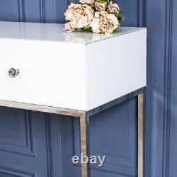White Glass Console Dressing Table Silver Venetian Bedroom Hallway Home Décor