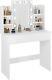 Woltu Dressing Table Vanity Maquillage Table Led Miroir 2 Grands Tiroirs Blanc